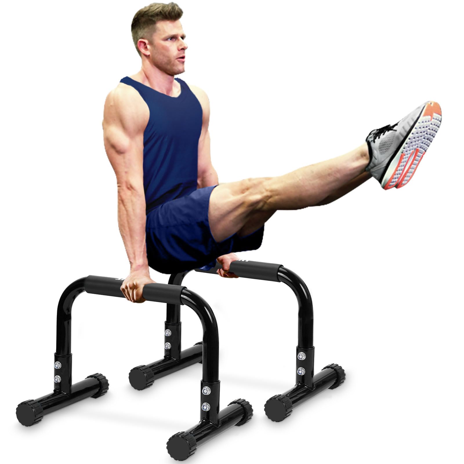 Push Up Bar, 12 Inch High Non-Slip Parallettes Bars & Dip Bars With Foam Handles, Heavy-Duty No Wobbling Calisthenics Equipment For Handstand, L-Sit, Gymnastics, Strength Training Home Gym Use