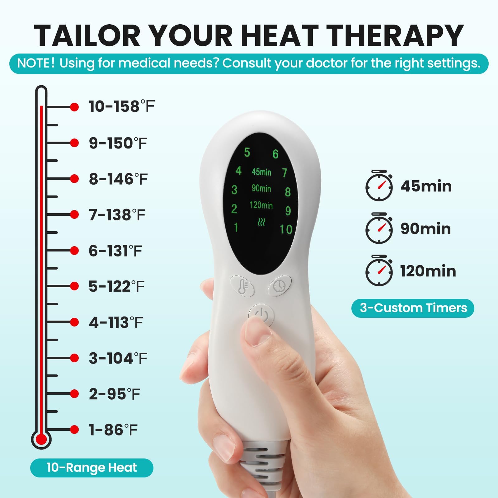 TABEKE Hip Heating Pad for Hip/Sciatica Pain Relief, Hip Support Brace, Lower Back/Thigh/Buttock Electric Heat Pad, Hot Physical Therapy for Men, Women