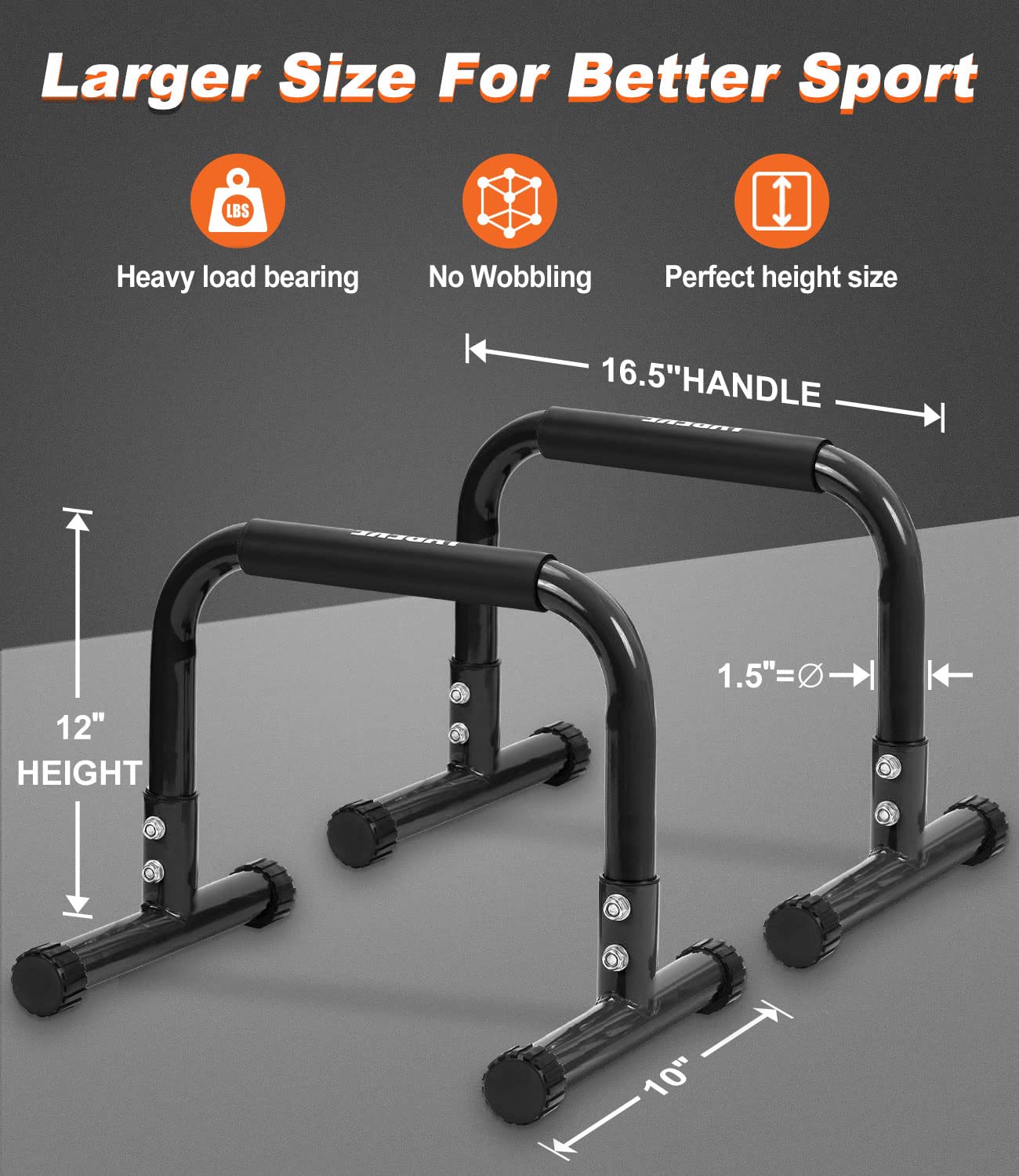 Push Up Bar, 12 Inch High Non-Slip Parallettes Bars & Dip Bars With Foam Handles, Heavy-Duty No Wobbling Calisthenics Equipment For Handstand, L-Sit, Gymnastics, Strength Training Home Gym Use