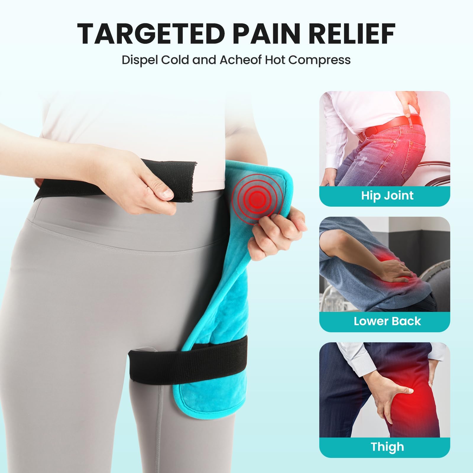 TABEKE Hip Heating Pad for Hip/Sciatica Pain Relief, Hip Support Brace, Lower Back/Thigh/Buttock Electric Heat Pad, Hot Physical Therapy for Men, Women